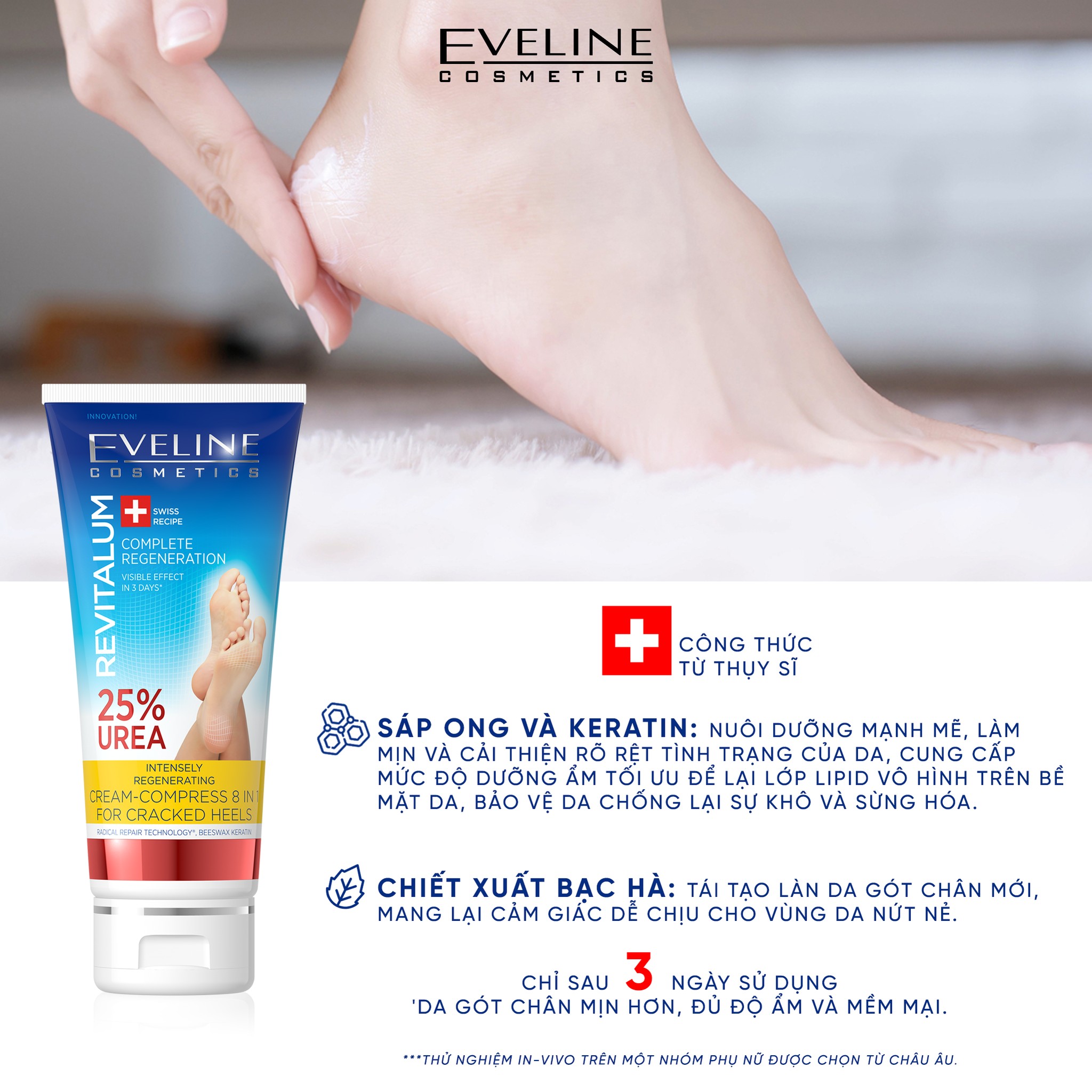 Kem Nứt Gót Chân Eveline UREA 25%. Tuýp 75ml.