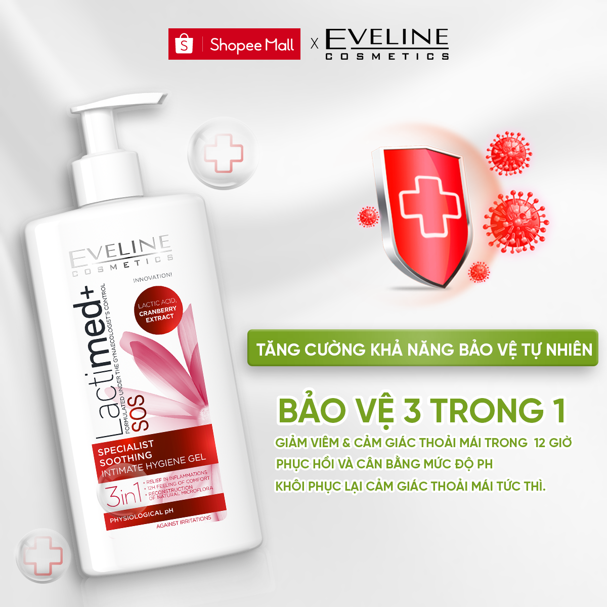 Gel Vệ Sinh Phụ Nữ Lactimed 3in1 Eveline. Chai 250ml