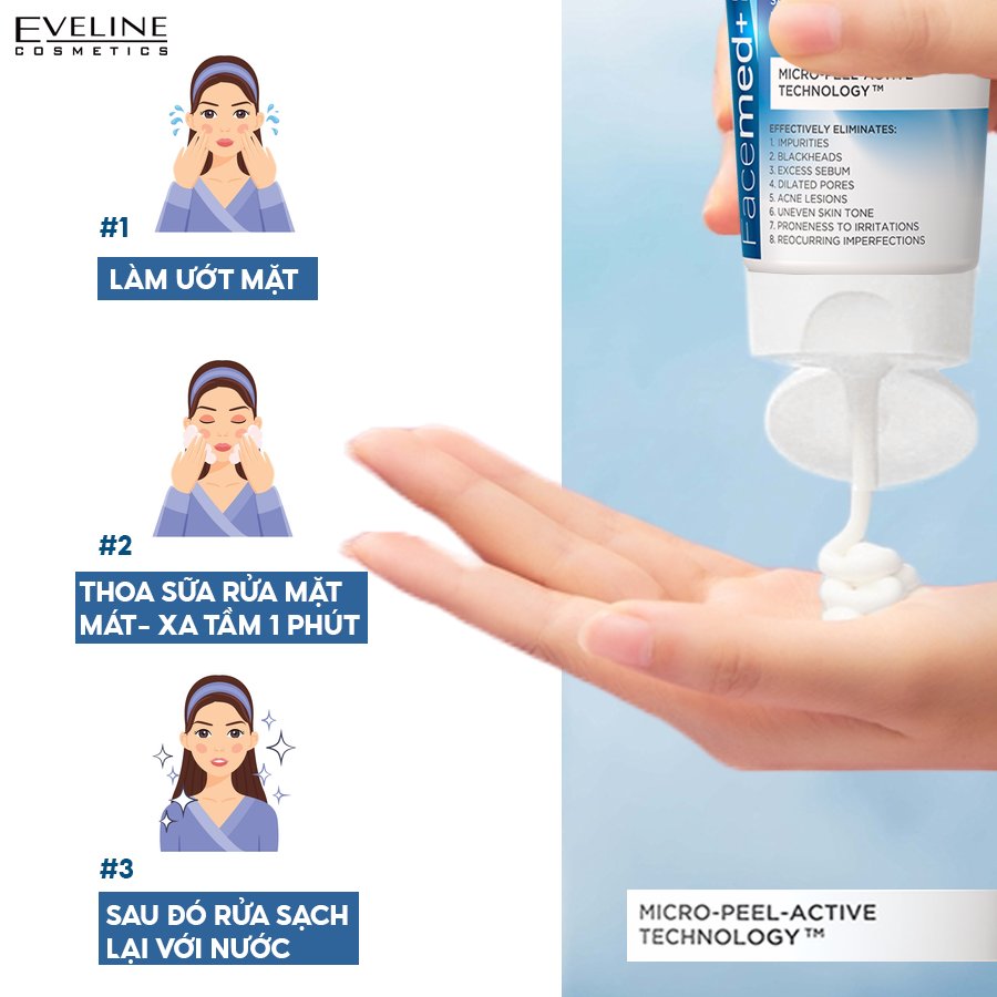 Gel Rửa Mặt 8in1 Eveline. Tuýp 150ml.
