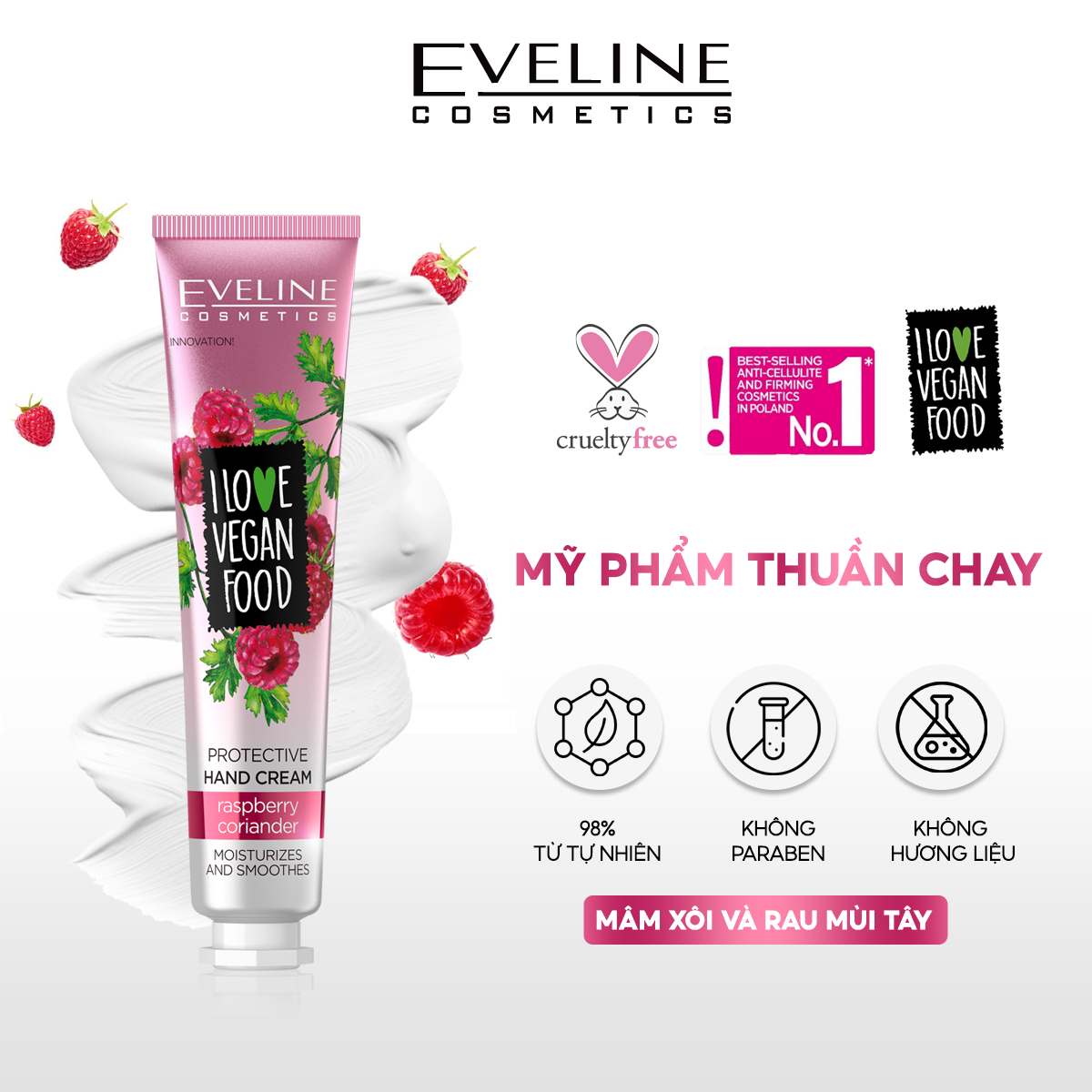 Kem Dưỡng Da Tay Mâm Xôi Eveline. Tuýp 50ml