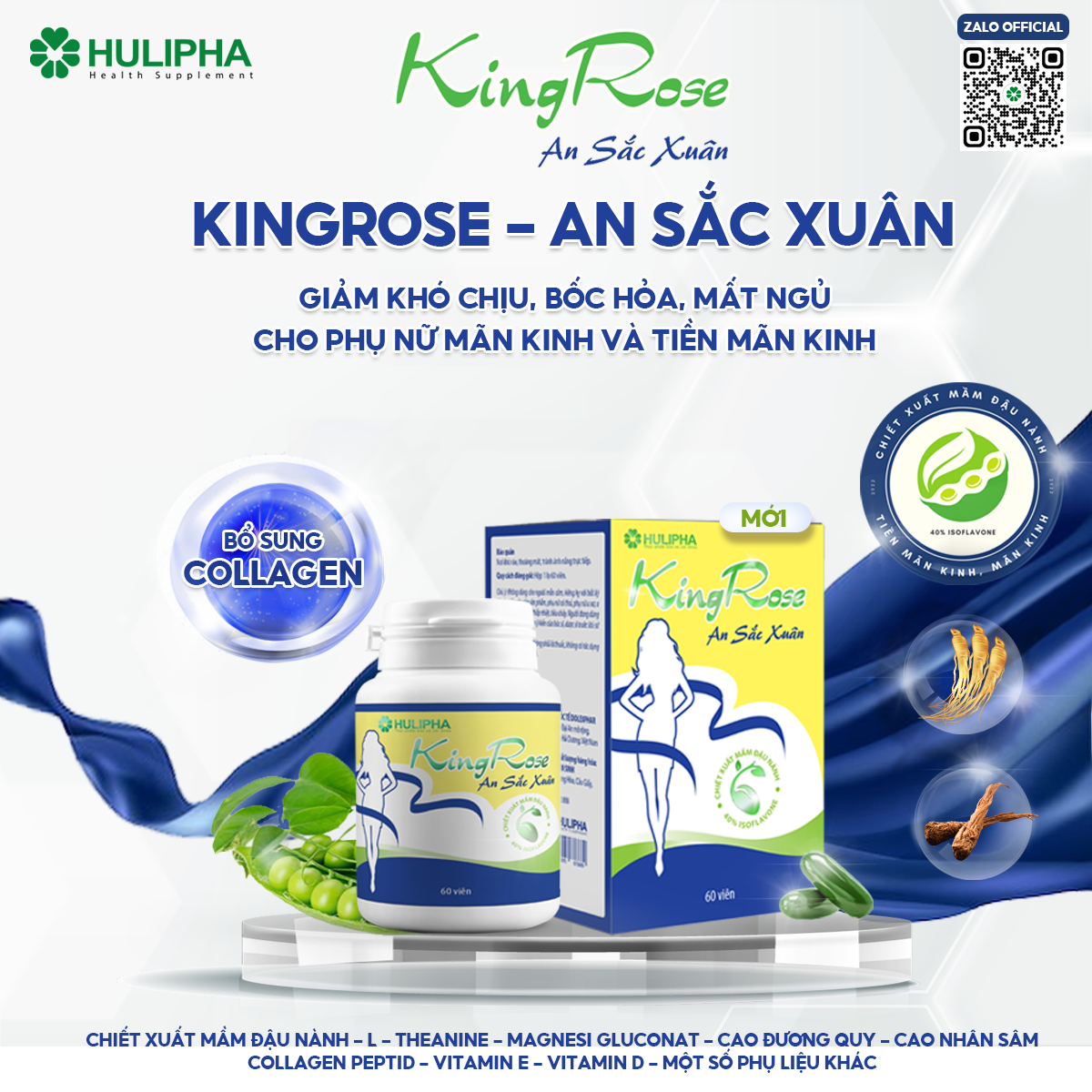 Kingrose An Sắc Xuân. Hộp 1 Lọ 60 Viên.
